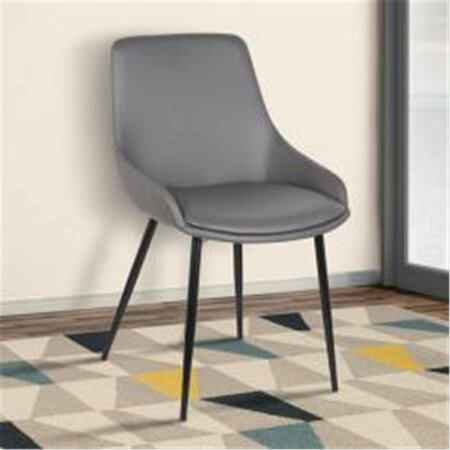 ARMEN LIVING Mia Contemporary Dining Chair in Gray Faux Leather with Black Powder Coated Metal Legs LCMICHGREY